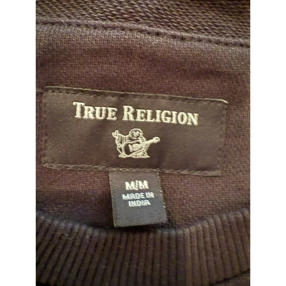Men's True Religion Color Block Sweatshirt Gold Black Embellished Rhinestone Med
